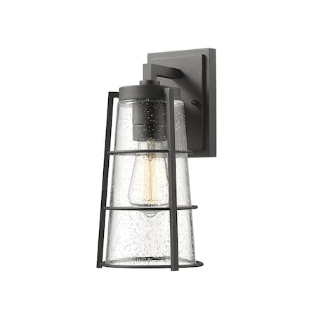 Z-Lite Helix 1 Light Outdoor Wall Sconce, Black And Clear Seedy 591M-BK